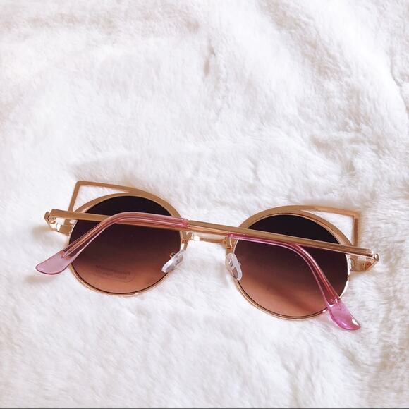 Mia Rose Gold Cat Eye Retro Round Tint Sunglasses - Picture 8 of 9